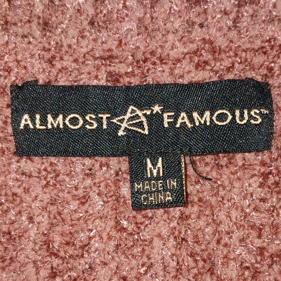 ALMOST FAMOUS CHUNKY V NECK CHENILE SWEATER DEEP ROSE COLOR WOMENS SIZE MED NWT - Picture 3 of 10